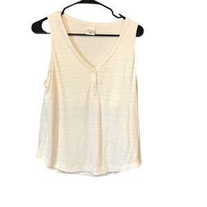 Soma sleepwear women tank top M cream striped shelf bra V-neck soft loungewear